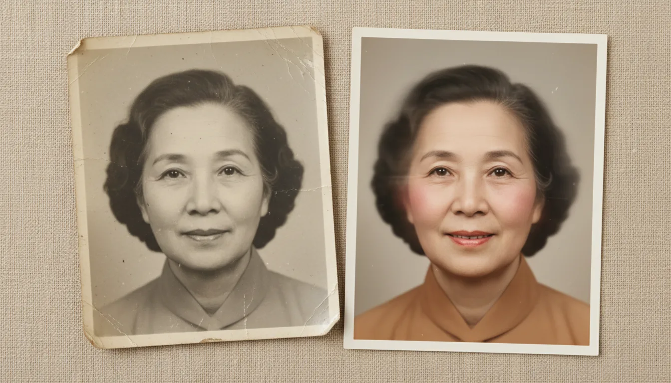 Aged family portrait shown mid-animation with gentle, natural movement