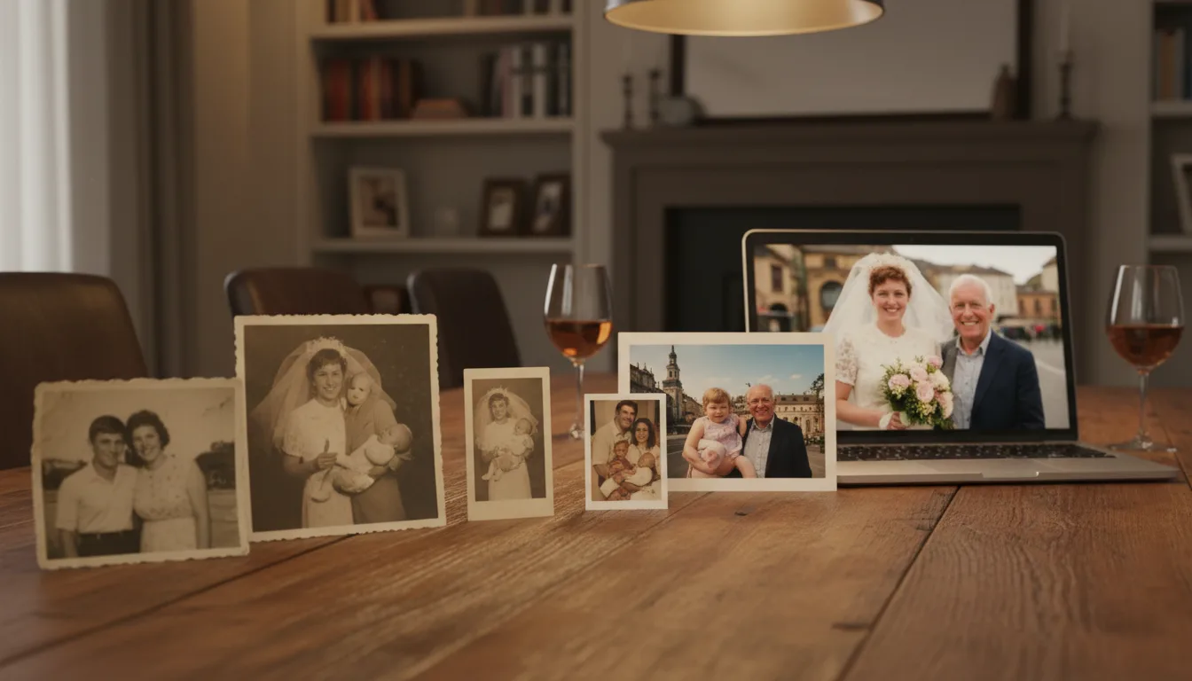 Couple's photos from across their years together arranged into an anniversary video