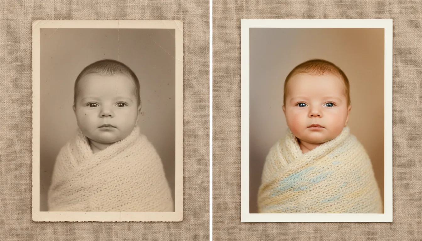 Before and after: 1960s baby photo restored and colorized